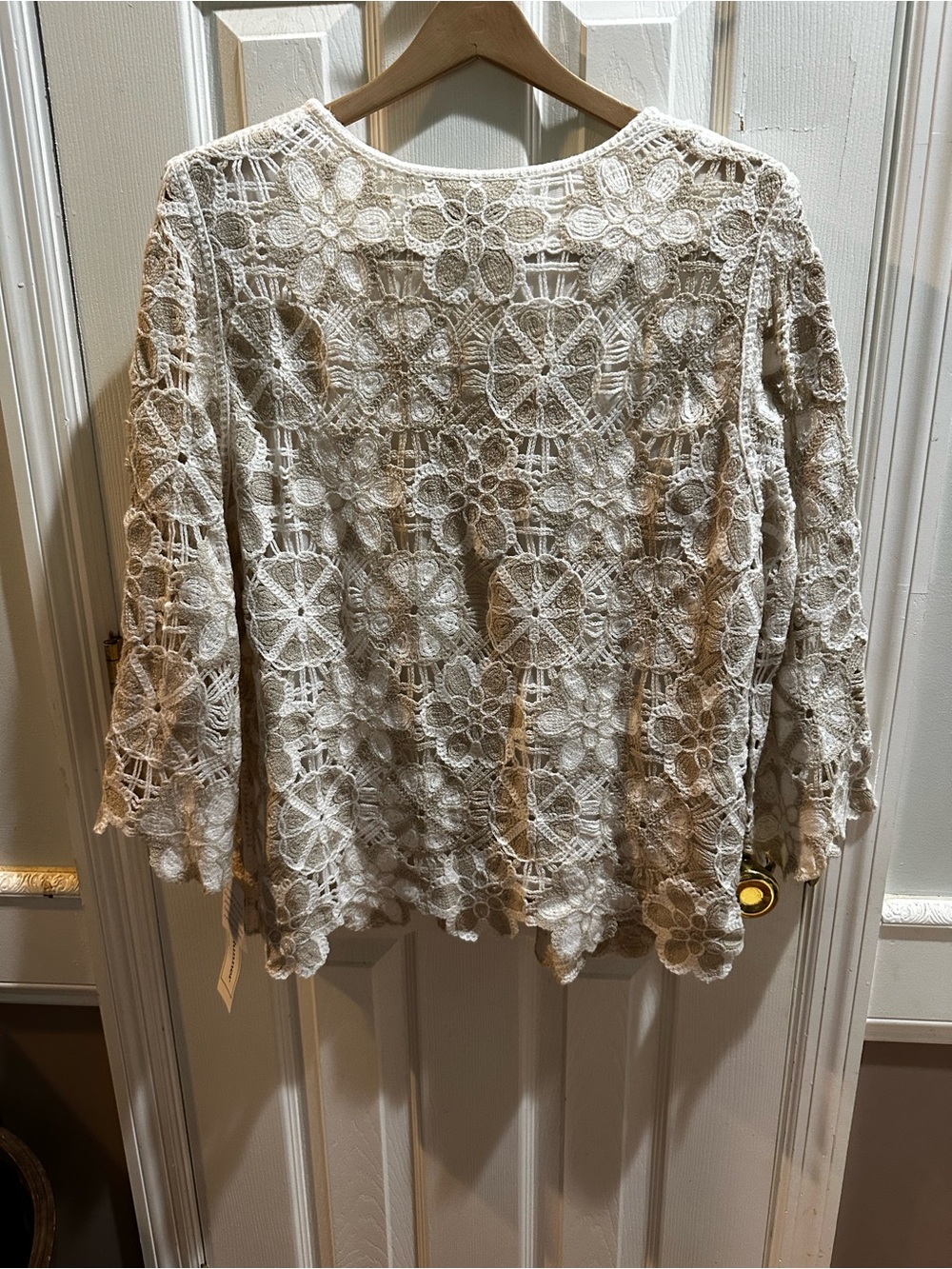 NWT Alfred Dunner Floral Crochet 3/4 Sleeve Top Cottagecore Boho Large - Picture 6 of 8